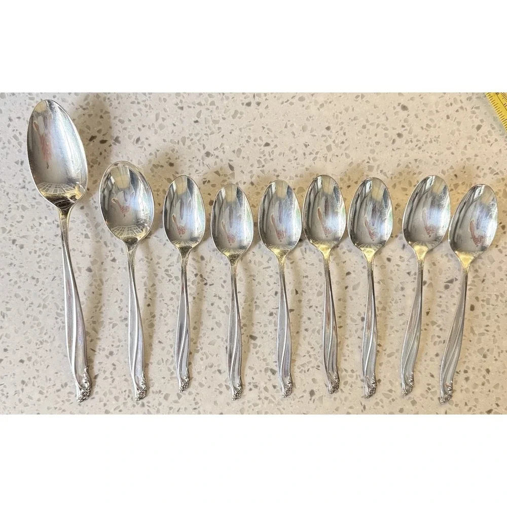 9 Pc Set Of Spoons 1961 GAIETY Silverplated Wm Rogers & Son #8619